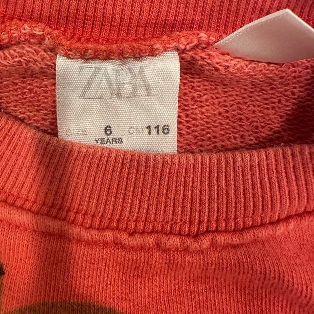 Zara Coral Sweatshirt with Brown Print - Picture 2 of 5